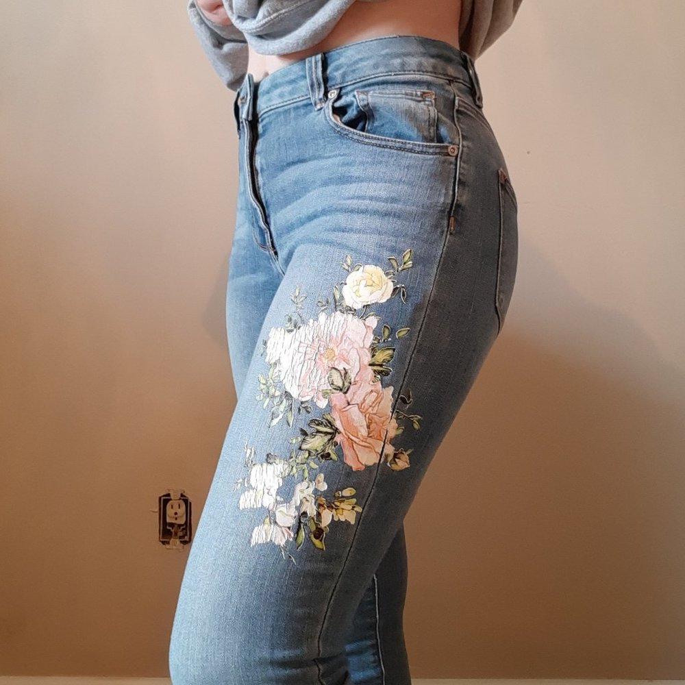 High Rise Floral Paint Style Print Maurices Jeans